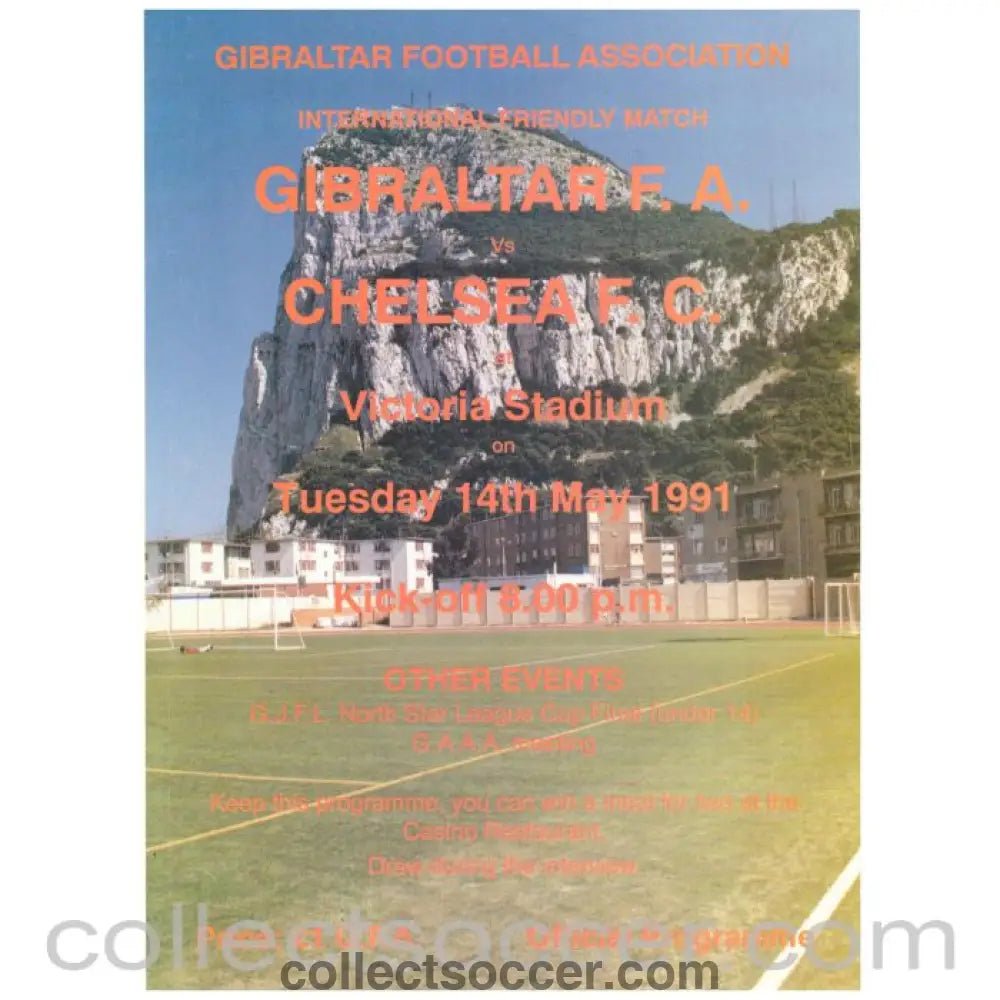 1991 Gibraltar v Chelsea Football Programme - Collect Soccer