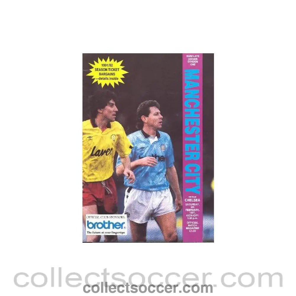 1991 - Manchester City v Chelsea official programme 09/02/1991 - Collect Soccer