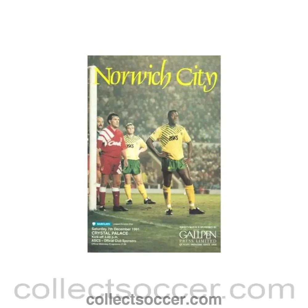 1991 - Norwich City v Crystal Palace official programme 07/12/1991 - Collect Soccer