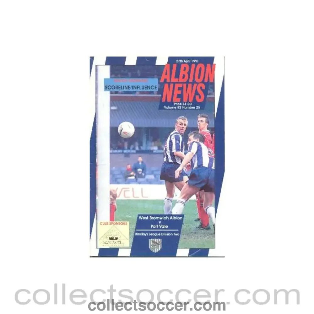 1991 - West Bromwich Albion v Port Vale official programme 27/04/1991 - Collect Soccer