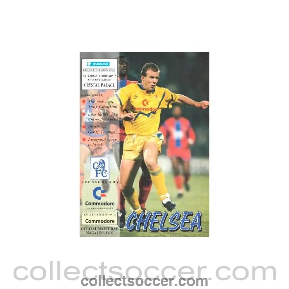 1992 - Chelsea v Crystal Palace official programme 08/02/1992 - Collect Soccer
