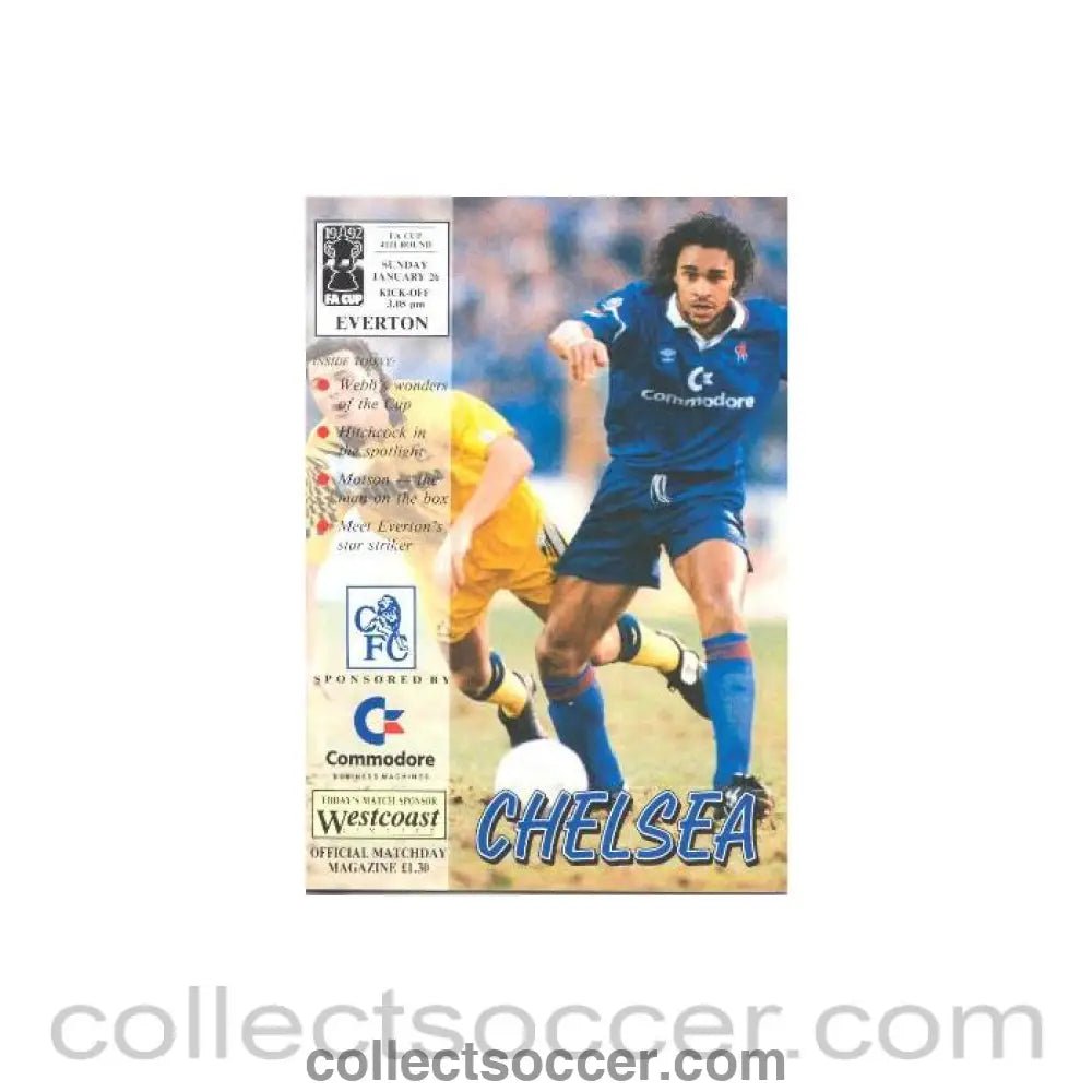 1992 - Chelsea v Everton official programme 26/01/1992 - Collect Soccer