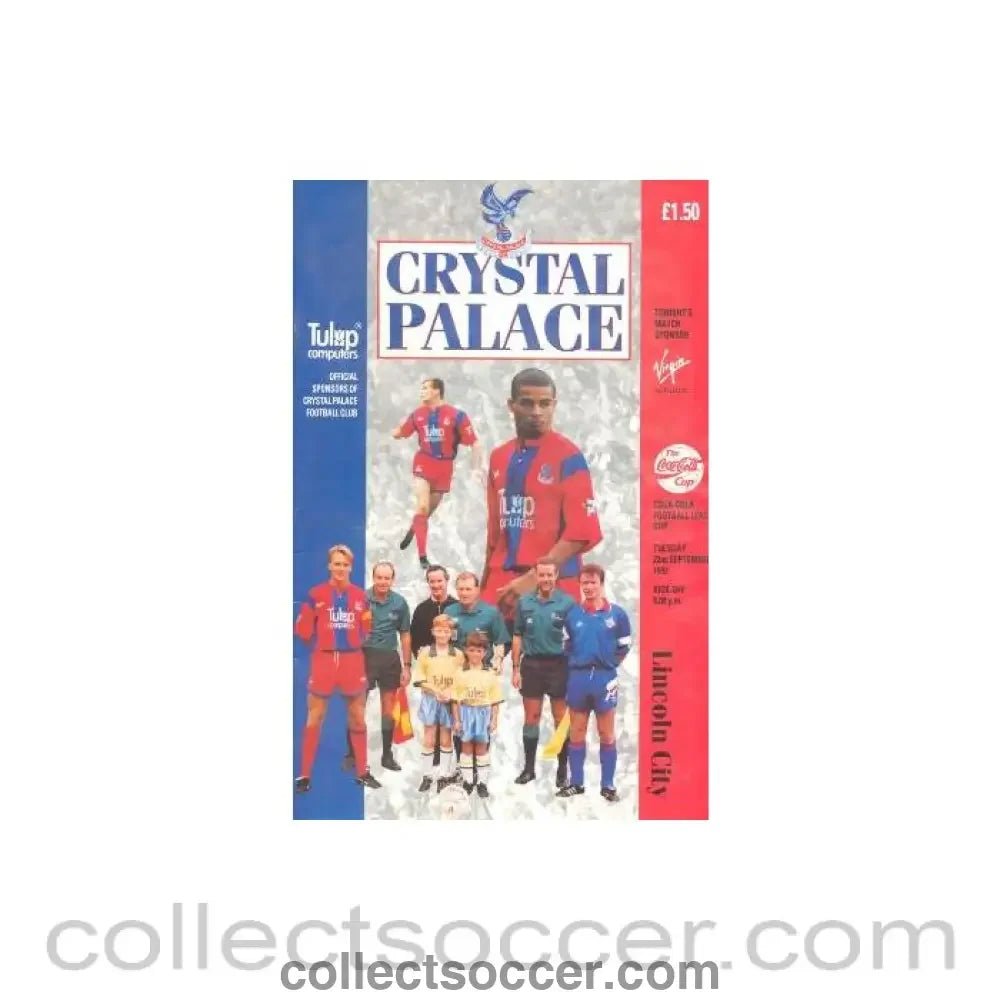 1992 - Crystal Palace v Lincoln City official programme 22/09/1992 - Collect Soccer