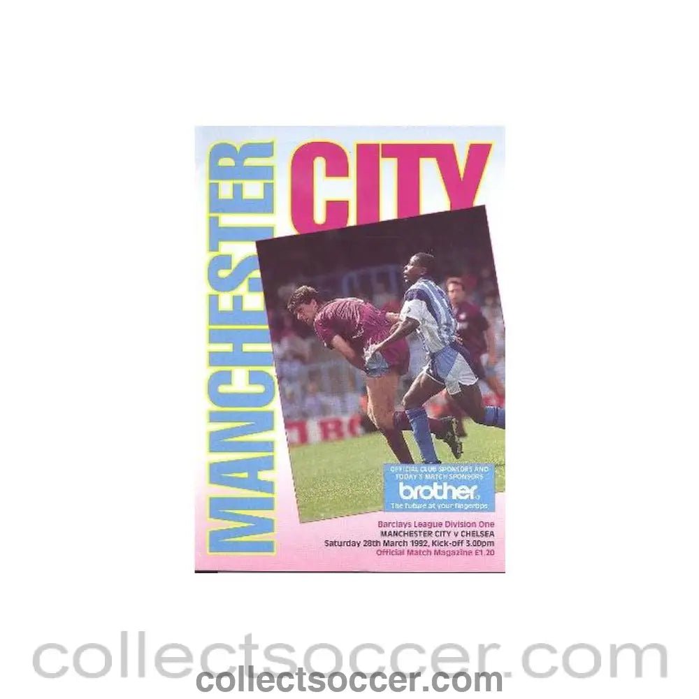 1992 - Manchester City vChelsea official programme 28/03/1992 - Collect Soccer