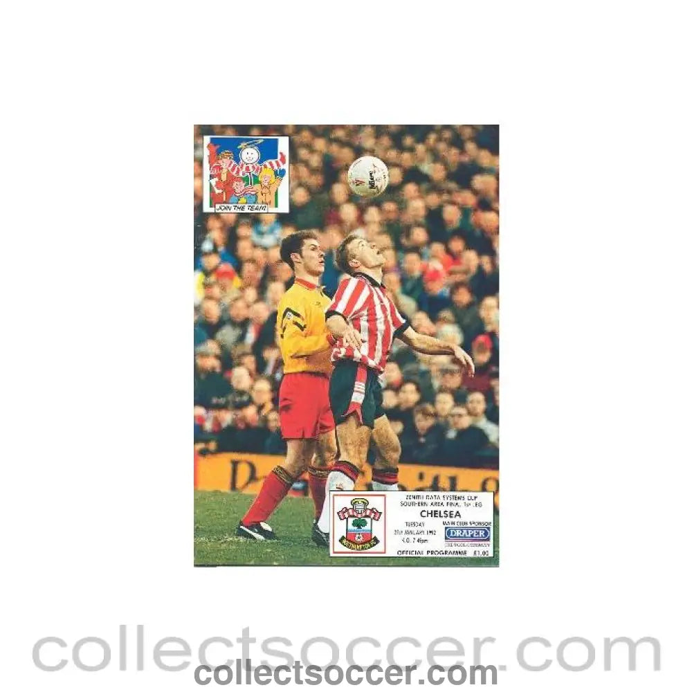 1992 - Southampton vChelsea official programme 21/01/1992