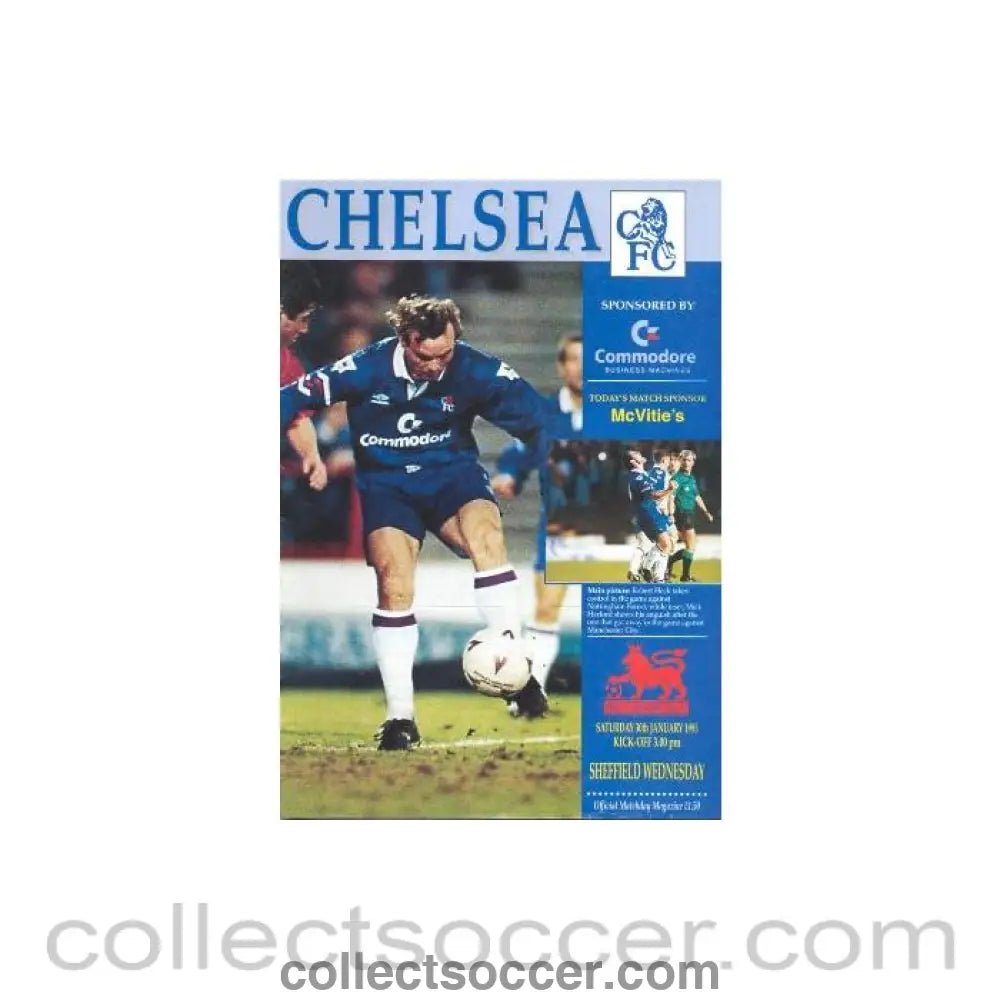 1993 - Chelsea v Sheffield Wednesday official programme 30/01/1993 - Collect Soccer