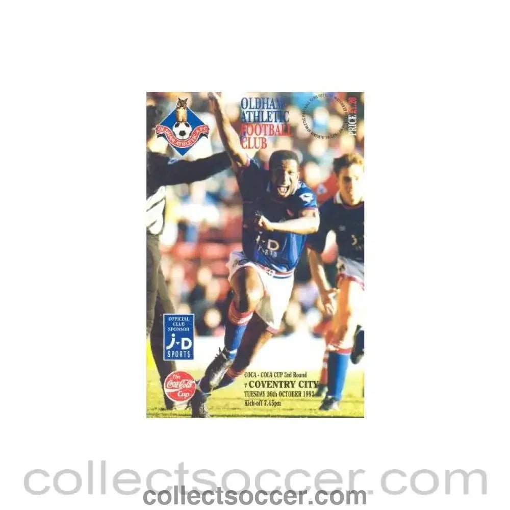 1993 - Oldham Athletic v Coventry City 26/10/1993 Coca Cola Cup - Collect Soccer
