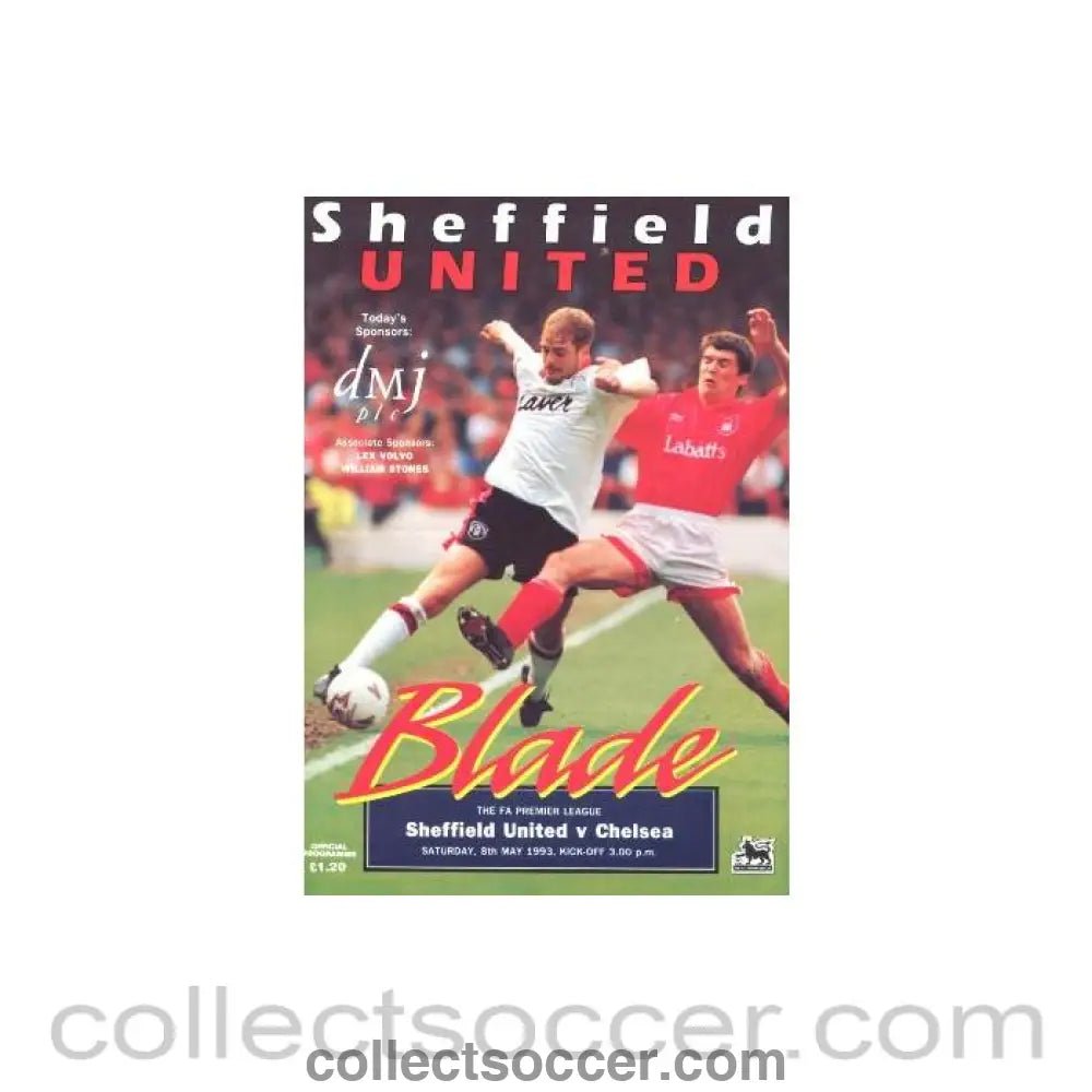 1993 - Sheffield United vChelsea official programme 08/05/1993 Premier League - Collect Soccer