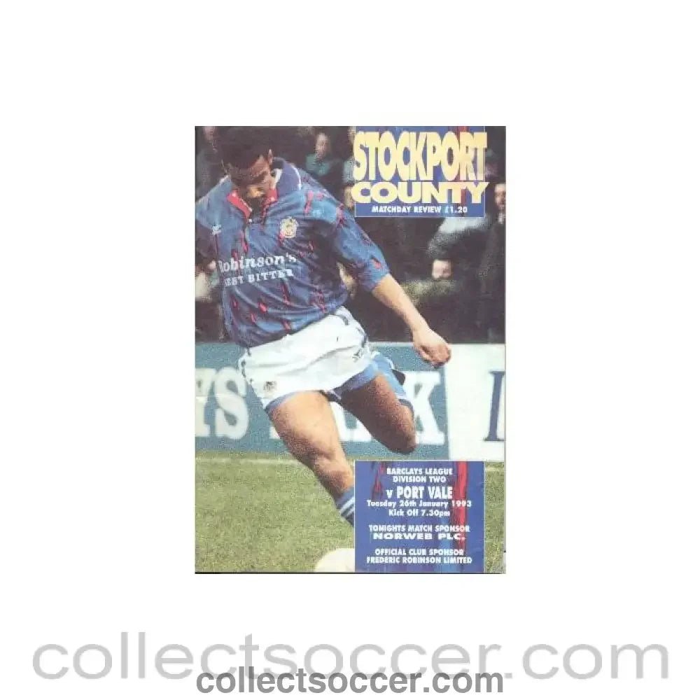1993 - Stockport County v Port Vale official programme 26/01/1993 - Collect Soccer