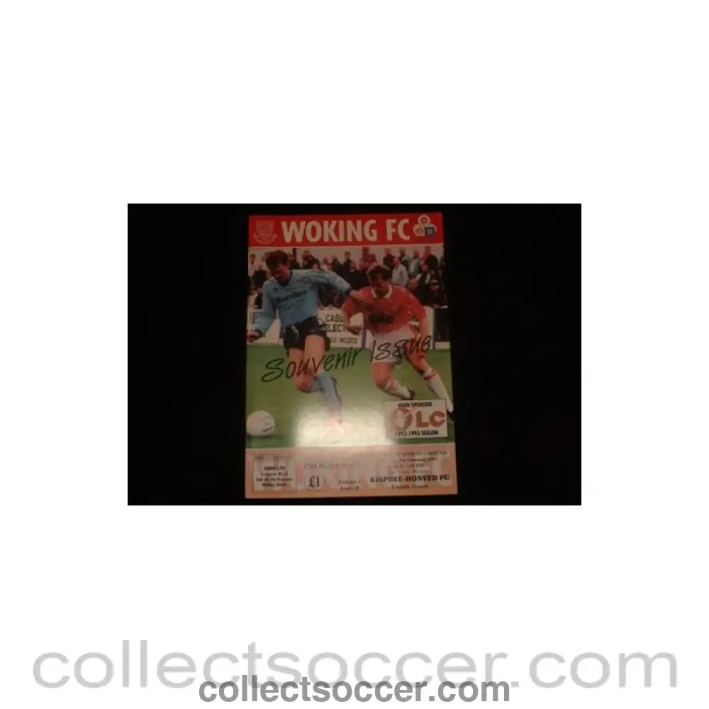 1993 - Woking v Kispest - Honved, Budapest, Hungary official programme 08/02/1993, Semi - Professional International - Collect Soccer