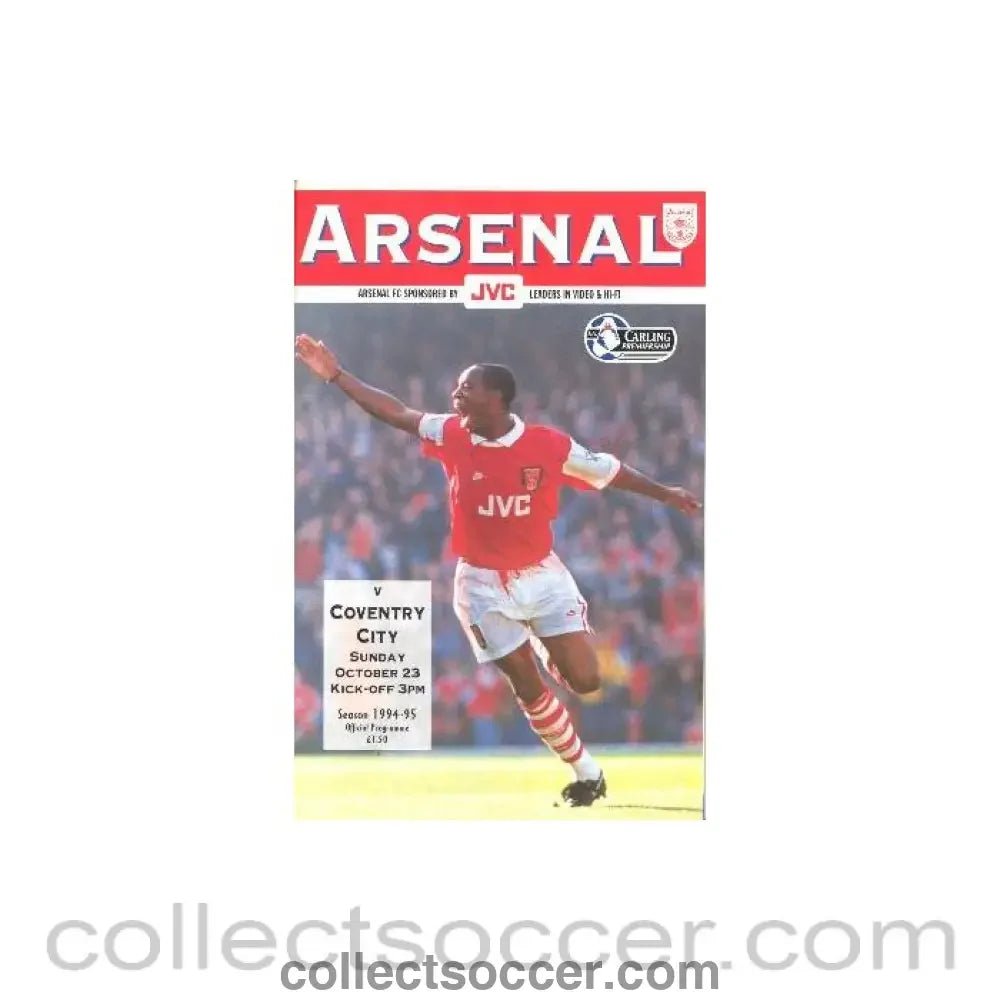 1994 - Arsenal v Coventry City official programme 23/10/1994 Carling Premiership - Collect Soccer