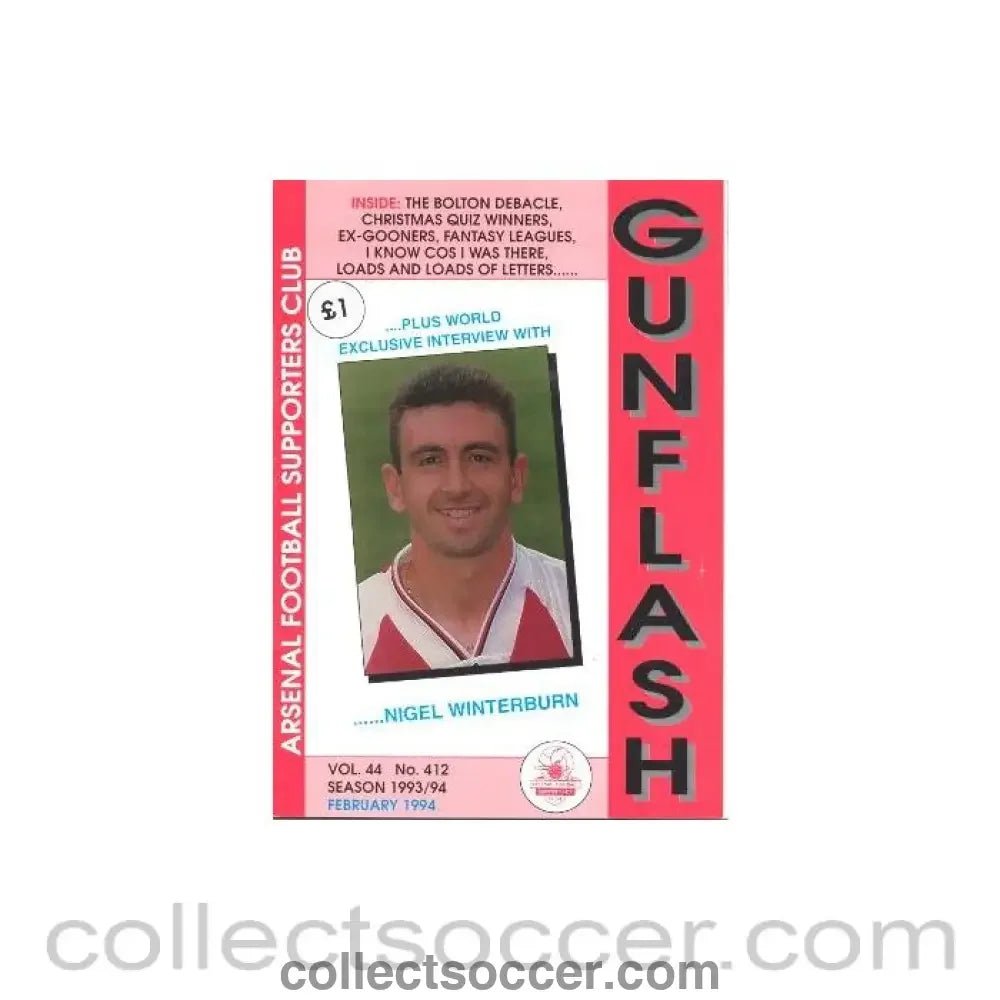 1994 - Gunflash - Arsenal fanzine No: 412 of February 1994 - Collect Soccer