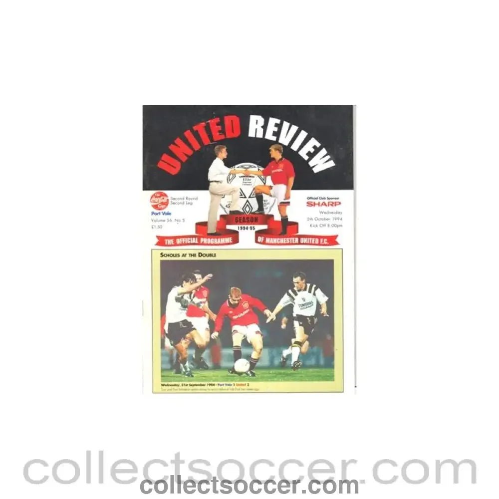 1994 - Manchester United v Port Vale official programme 05/10/1994 - Collect Soccer