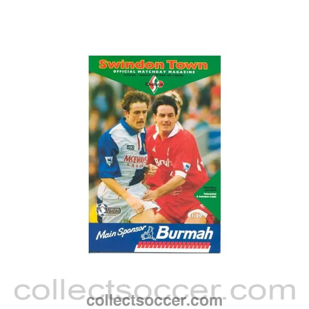 1994 - Swindon Town vChelsea official programme 01/01/1994 - Collect Soccer