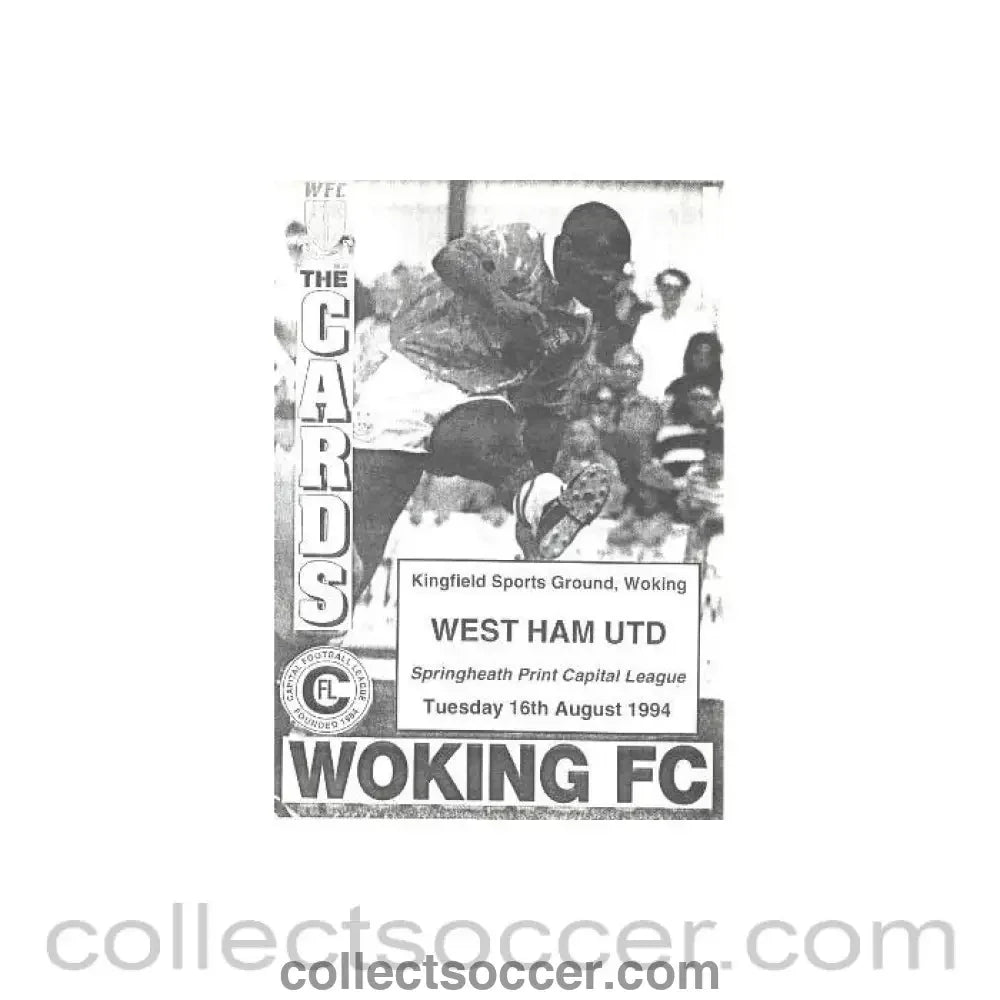 1994 - Woking v West Ham United official programme 16/08/1994 - Collect Soccer