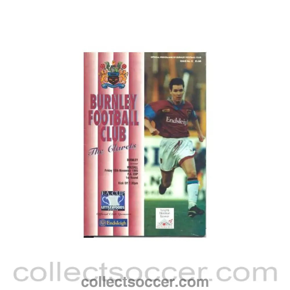 1995 - Burnley v Walsall official programme 10/11/1995