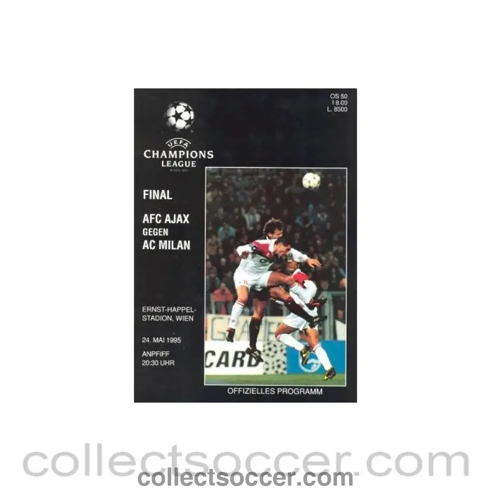 1995 Champions League Cup Final 24/05/1995 in Vienna Ajax v Milan official programme