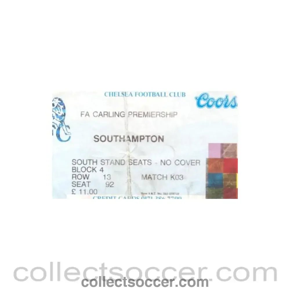 1995 - Chelsea v Southampton ticket 16/09/1995 - Collect Soccer
