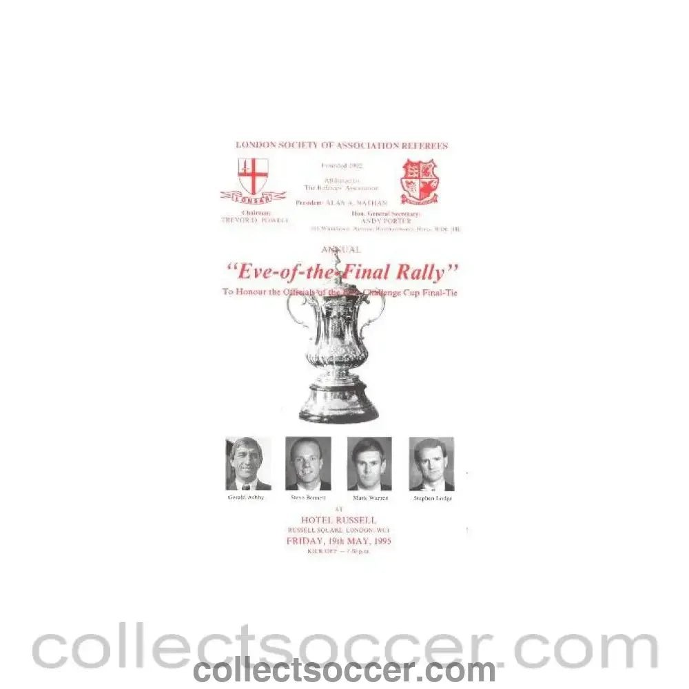 1995 Everton v Manchester United FA Challenge Cup Final 20/05/1995 Eve - of - the - Final - Rally programme - Collect Soccer