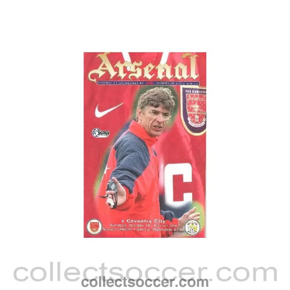 1996 - Arsenal v Coventry City official programme 19/10/1996 - Collect Soccer