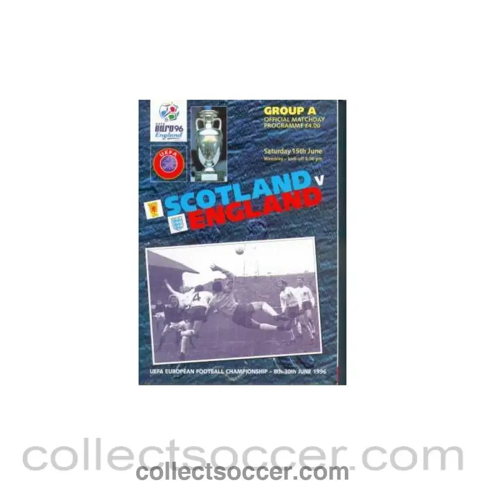 1996 European Championship Official Programme England v Scotland - Collect Soccer