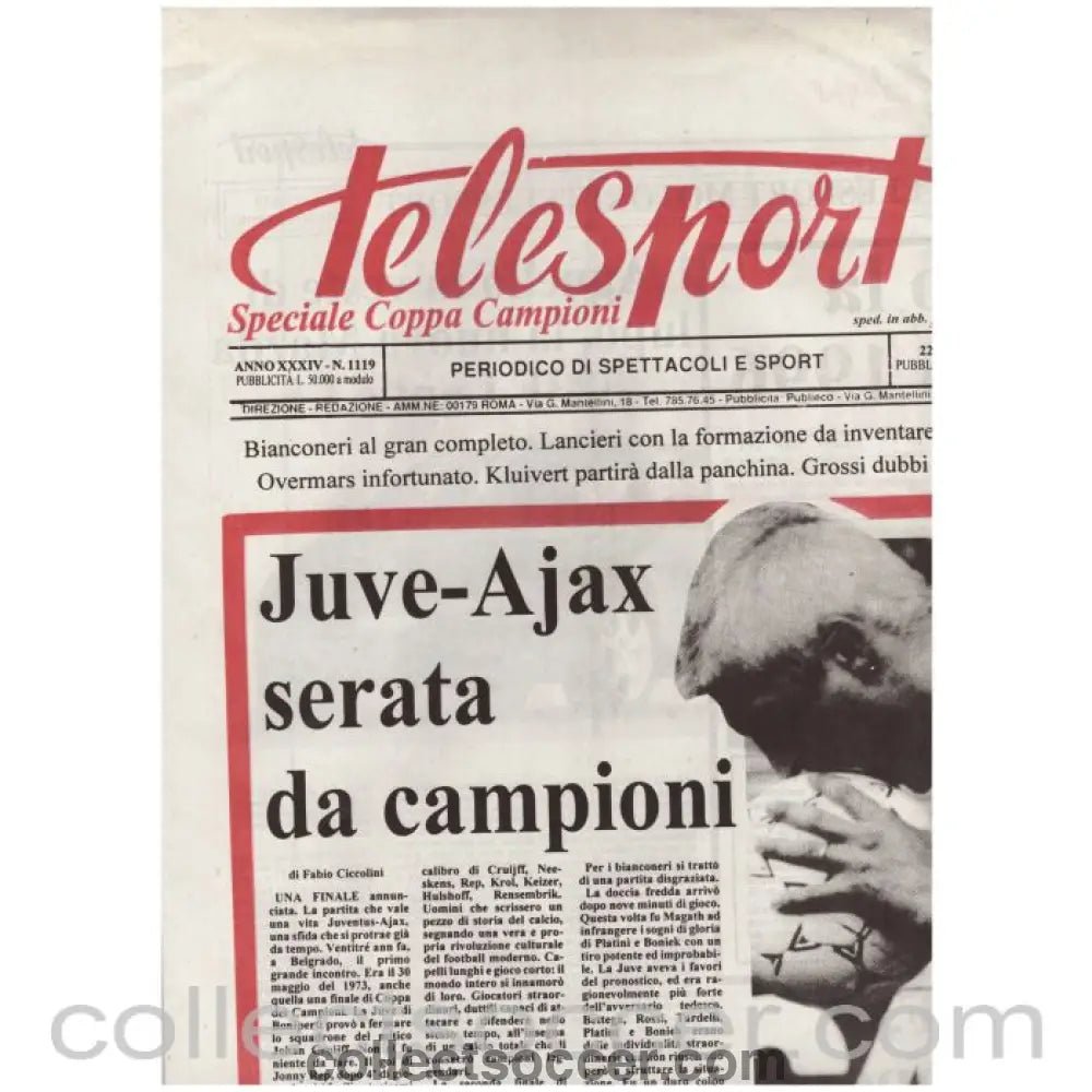 1996 European Cup Final Telesport Edition Programme Ajax v Juventus - Collect Soccer