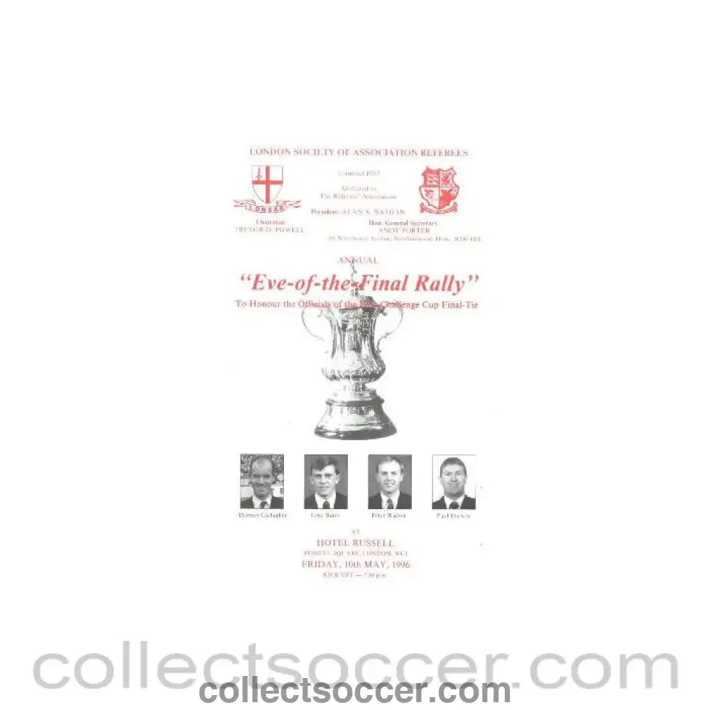 1996 Liverpool v Manchester United FA Challenge Cup Final 11/05/1996 Eve-of-the-Final-Rally programme