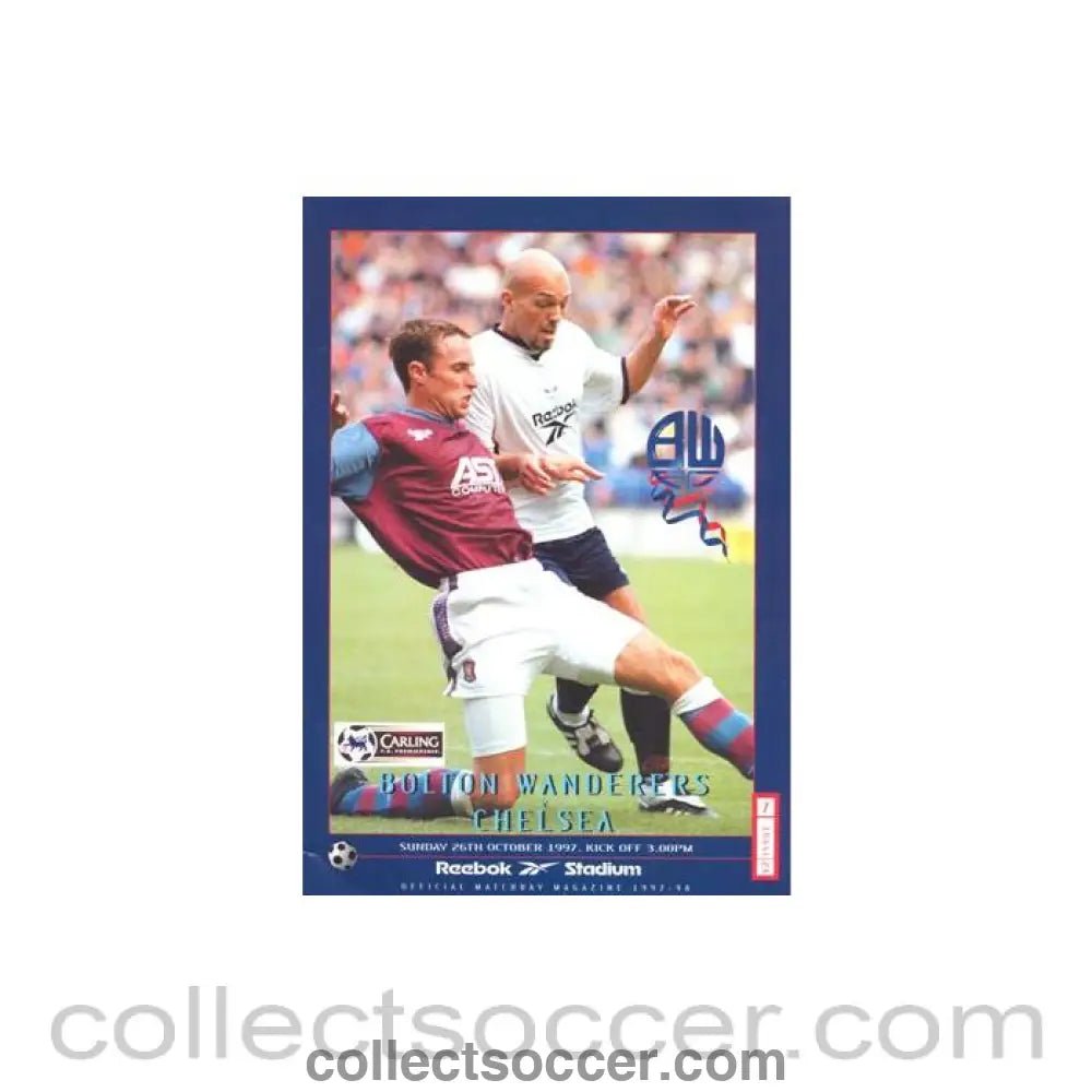 1997 - Bolton Wanderers v Chelsea official programme 26/10/1997 Premier League - Collect Soccer