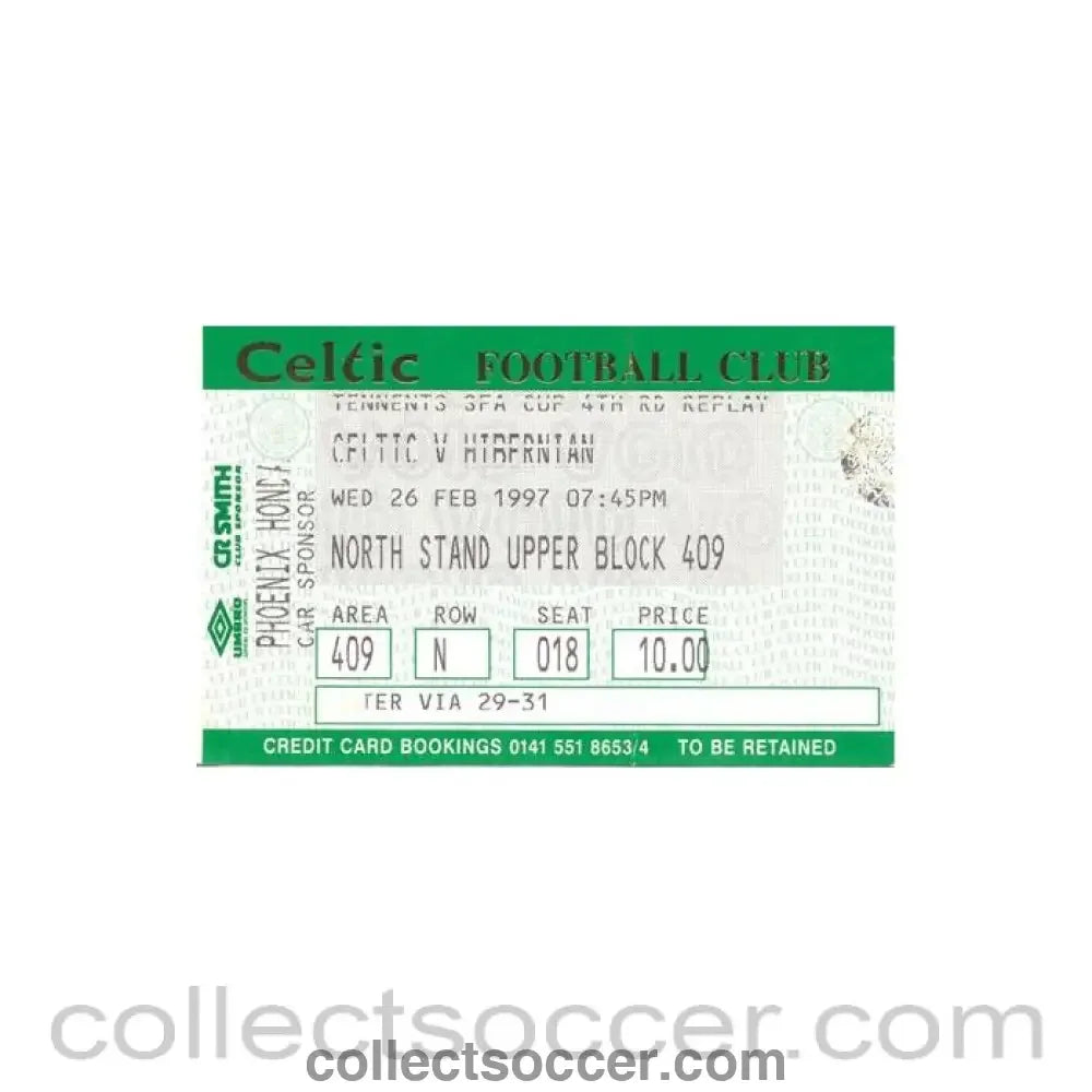 1997 - Celtic v Hibernian ticket 26/02/1997 Scottish FA Cup