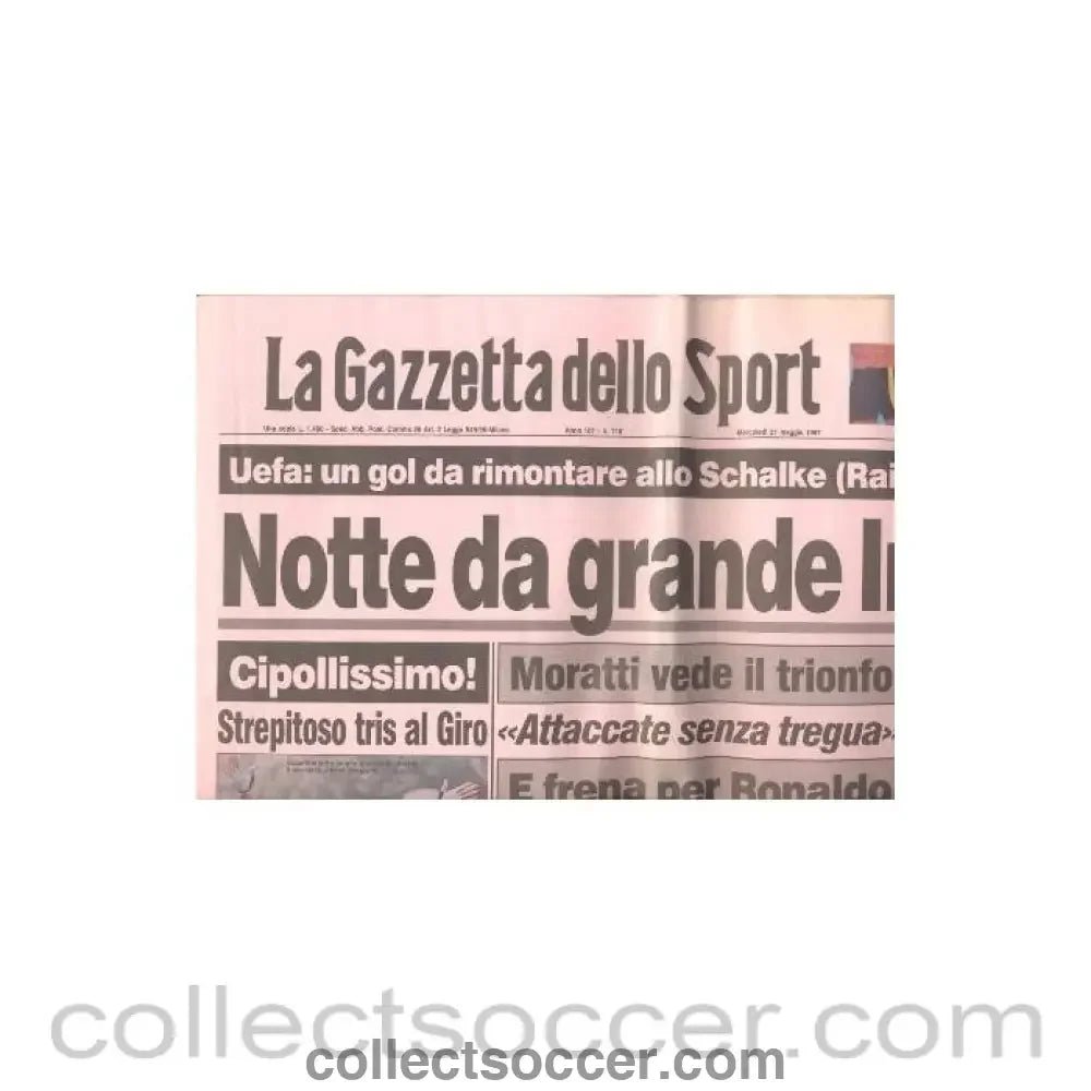 1997 - La Gazzetta Dello Sport - Italian newspaper of 21/05/1997, covering the match Inter v Schalke - Collect Soccer