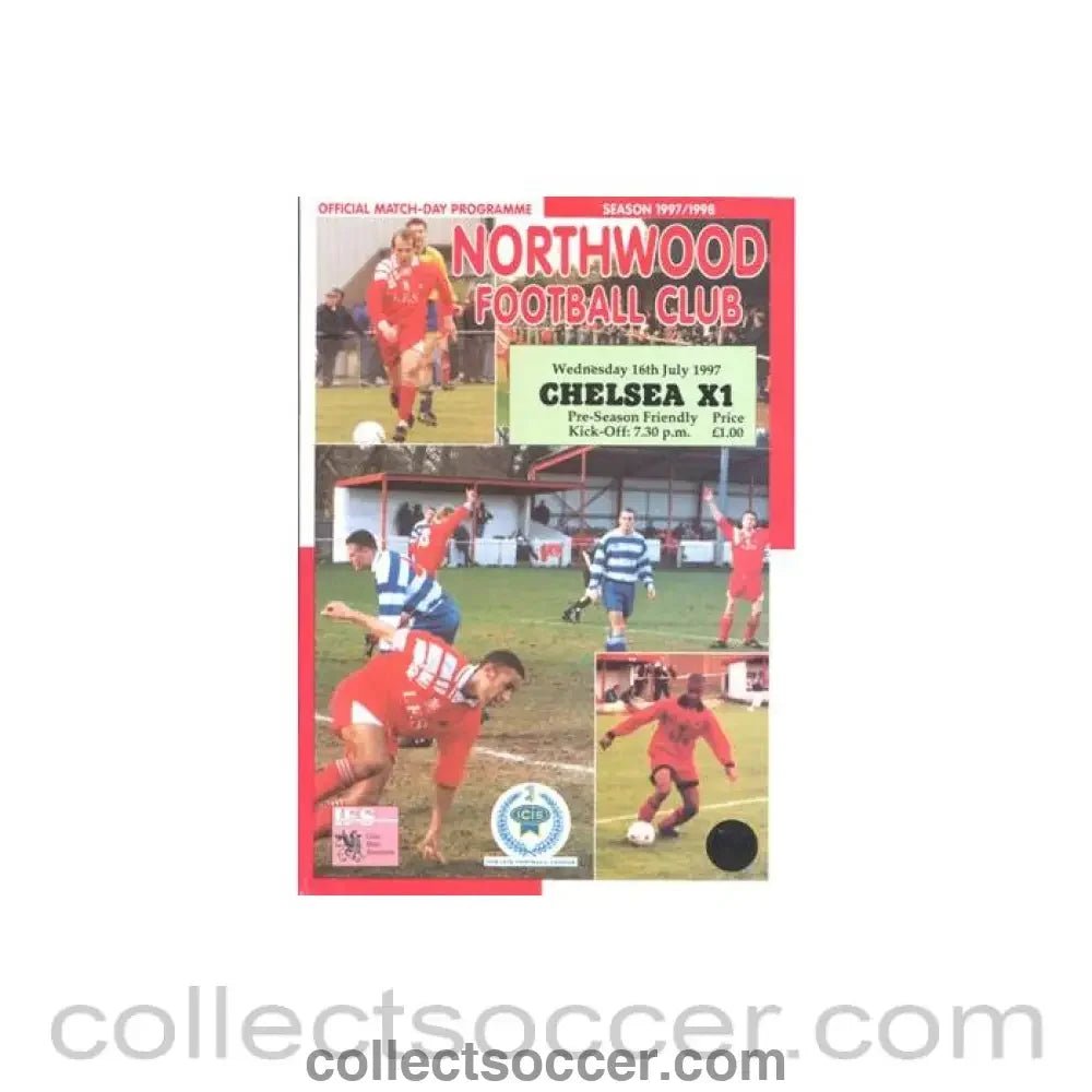 1997 - Northwood v Chelsea XI official programme 16/07/1997 Pre - Season Friendly - Collect Soccer
