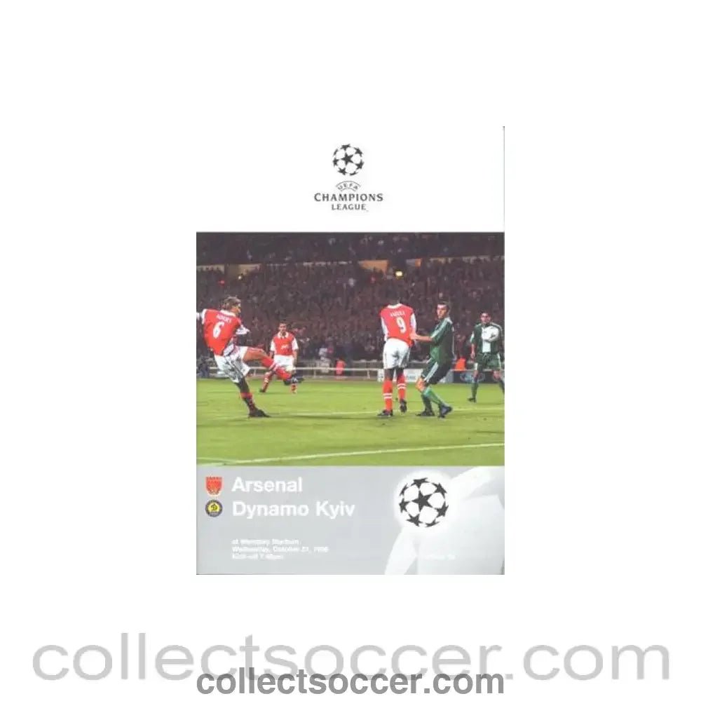 1998 - Arsenal v Dynamo Kiev official programme 21/10/1998 Champions League - Collect Soccer