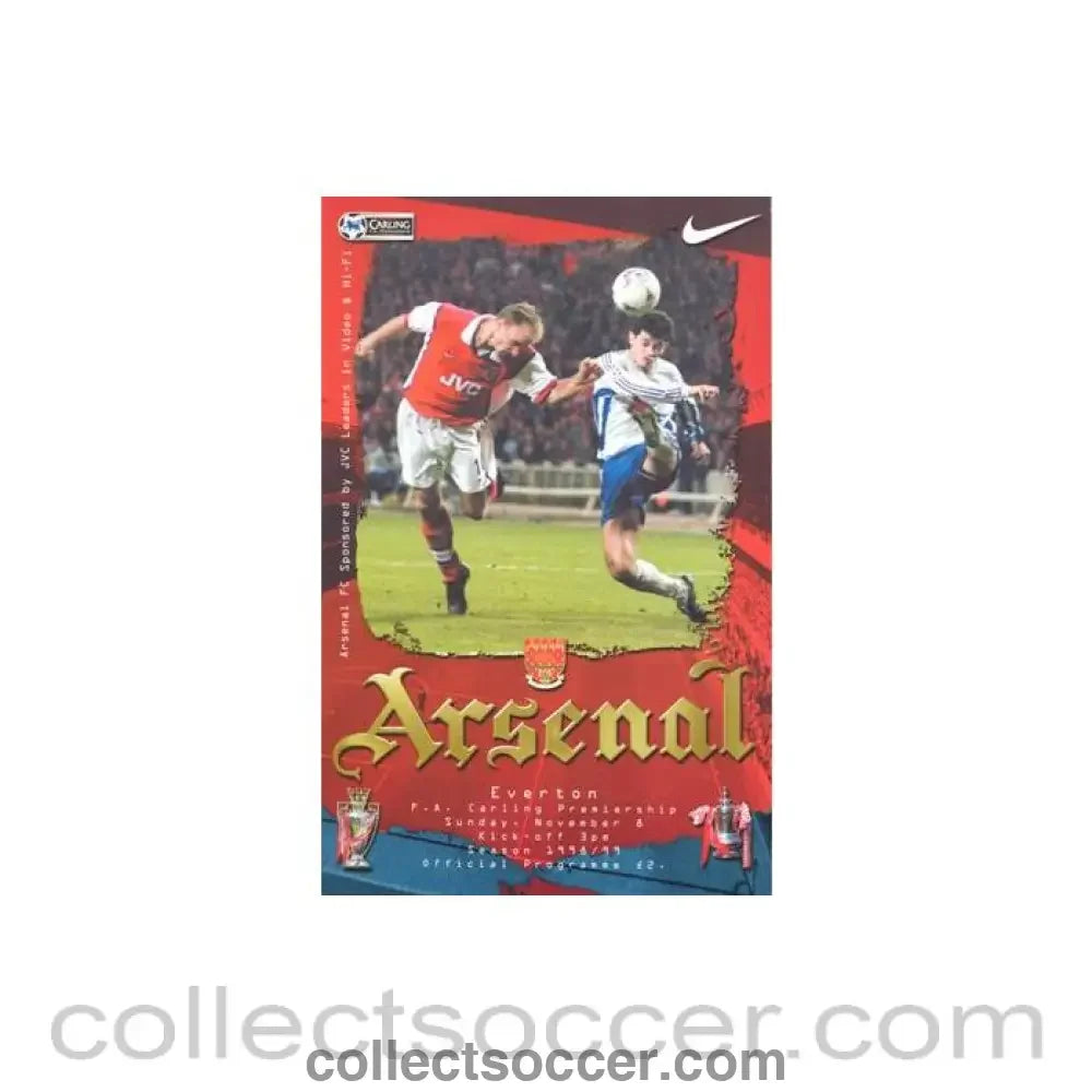 1998 - Arsenal v Everton official programme 08/11/1998 Premier League