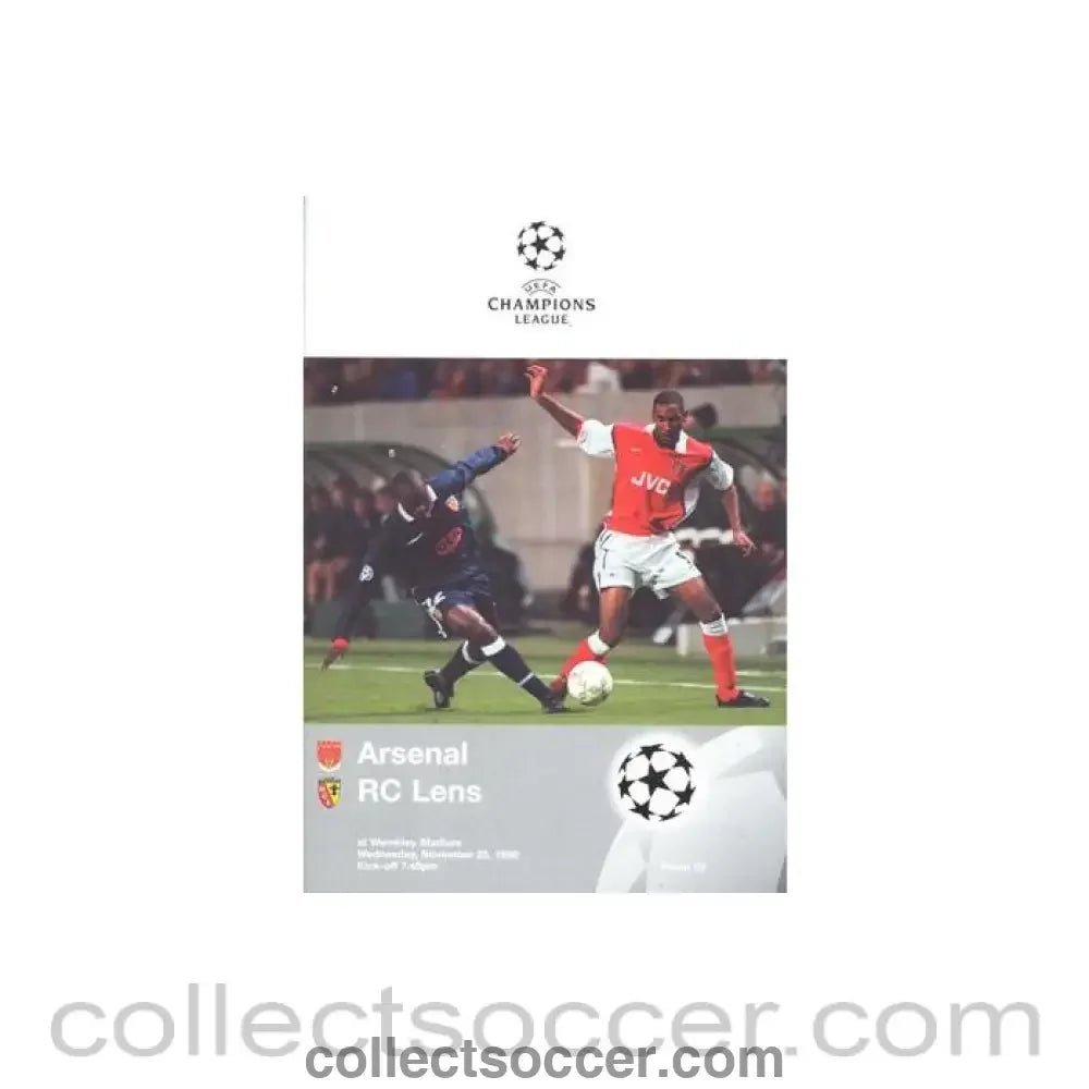 1998 - Arsenal v Lens official programme 25/11/1998 Champions League - Collect Soccer