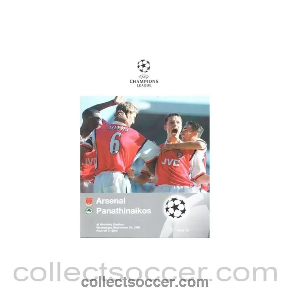 1998 - Arsenal v Panathinaikos official programme 30/09/1998 Champions League - Collect Soccer