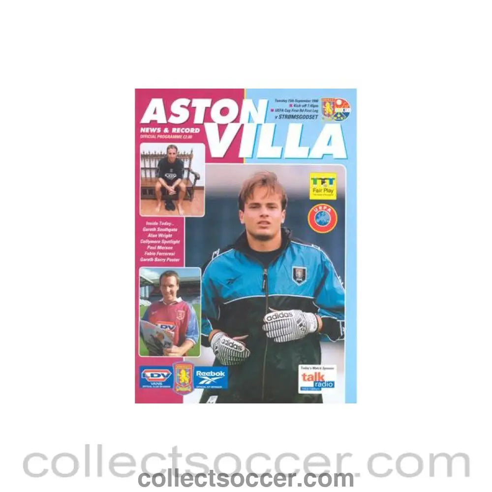 1998 - Aston Villa v Stromsgodset official programme 15/09/1998 UEFA Cup
