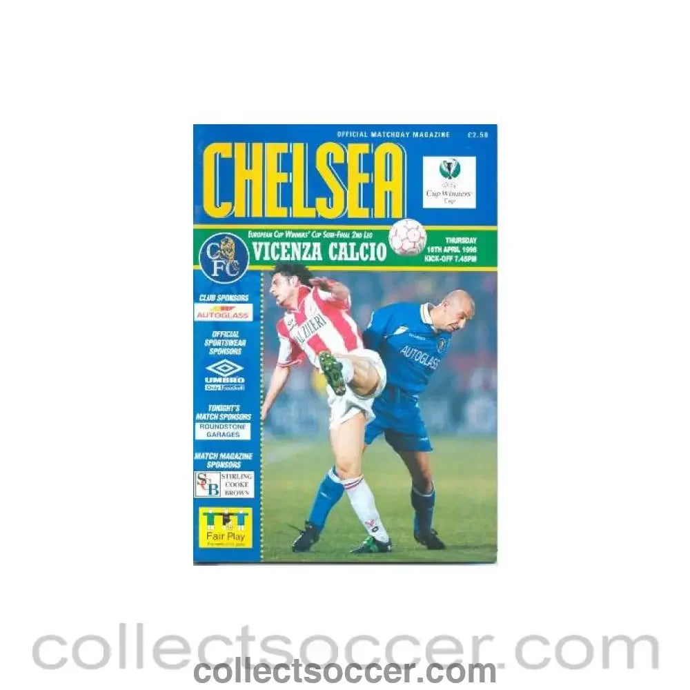 1998 European Cup Winners Cup Semi-Final Chelsea v Vicenza official programme 16/04/1998