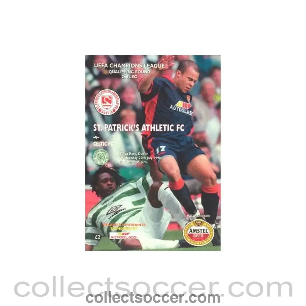1998 - St. Patrick's v Celtic official proframme 29/07/1998 Champions League Qualifying Round - Collect Soccer