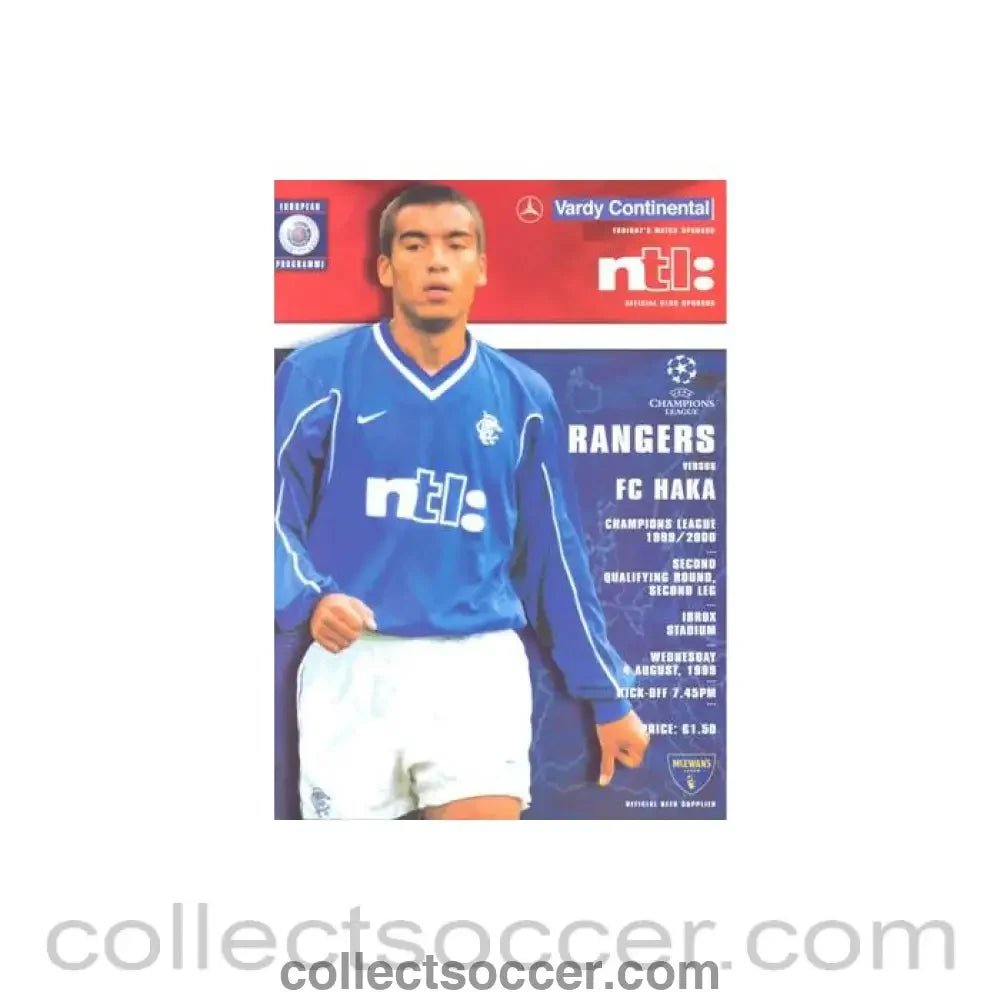1999 - Glasgow Rangers v Haka official programme 04/08/1999 Champions League - Collect Soccer