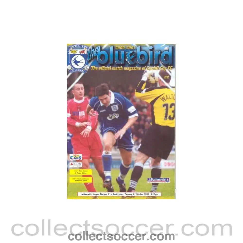 2000 - Cardiff City v Darlington official programme 24/10/2000 Football League