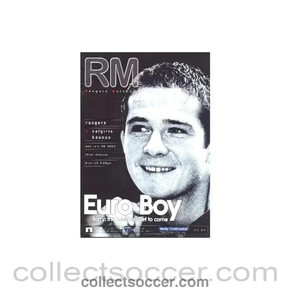 2000 - Glasgow Rangers v Zalgiris Kaunas official programme 26/07/2000 - Collect Soccer