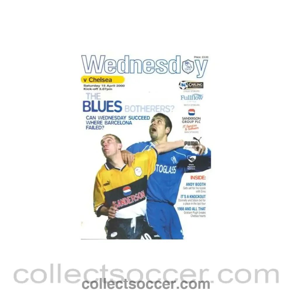 2000 - Sheffield Wednesday v Chelsea official programme 15/04/2000 Premier League - Collect Soccer
