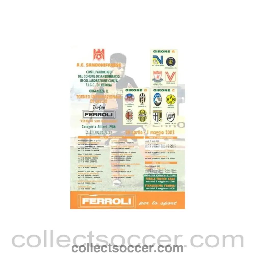 2002 - Sambonifacese Youth Tournament August 2002 official poster - like programme - Collect Soccer