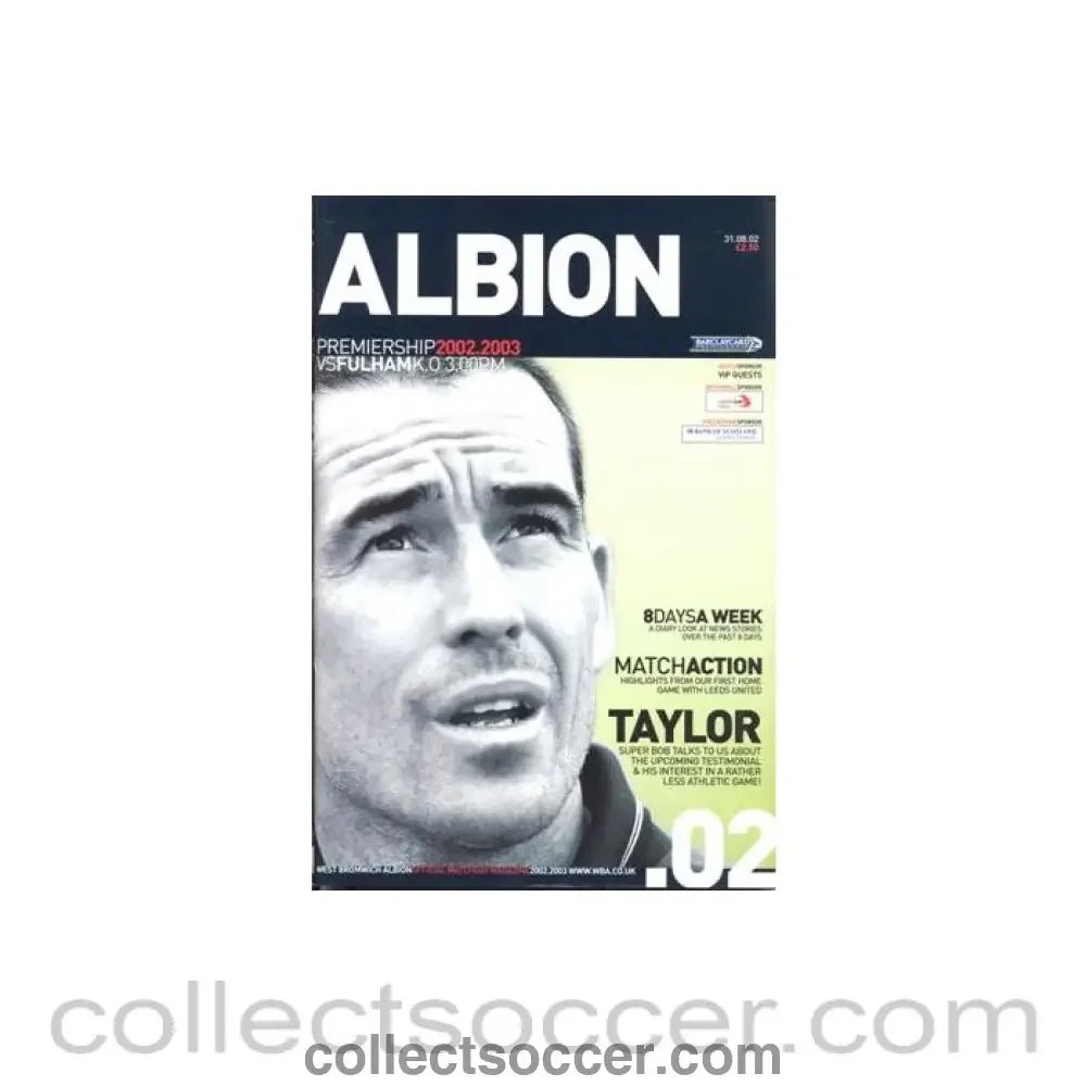2002 - West Bromwich Albion v Fulham official programme 31/08/2002 Premier League - Collect Soccer