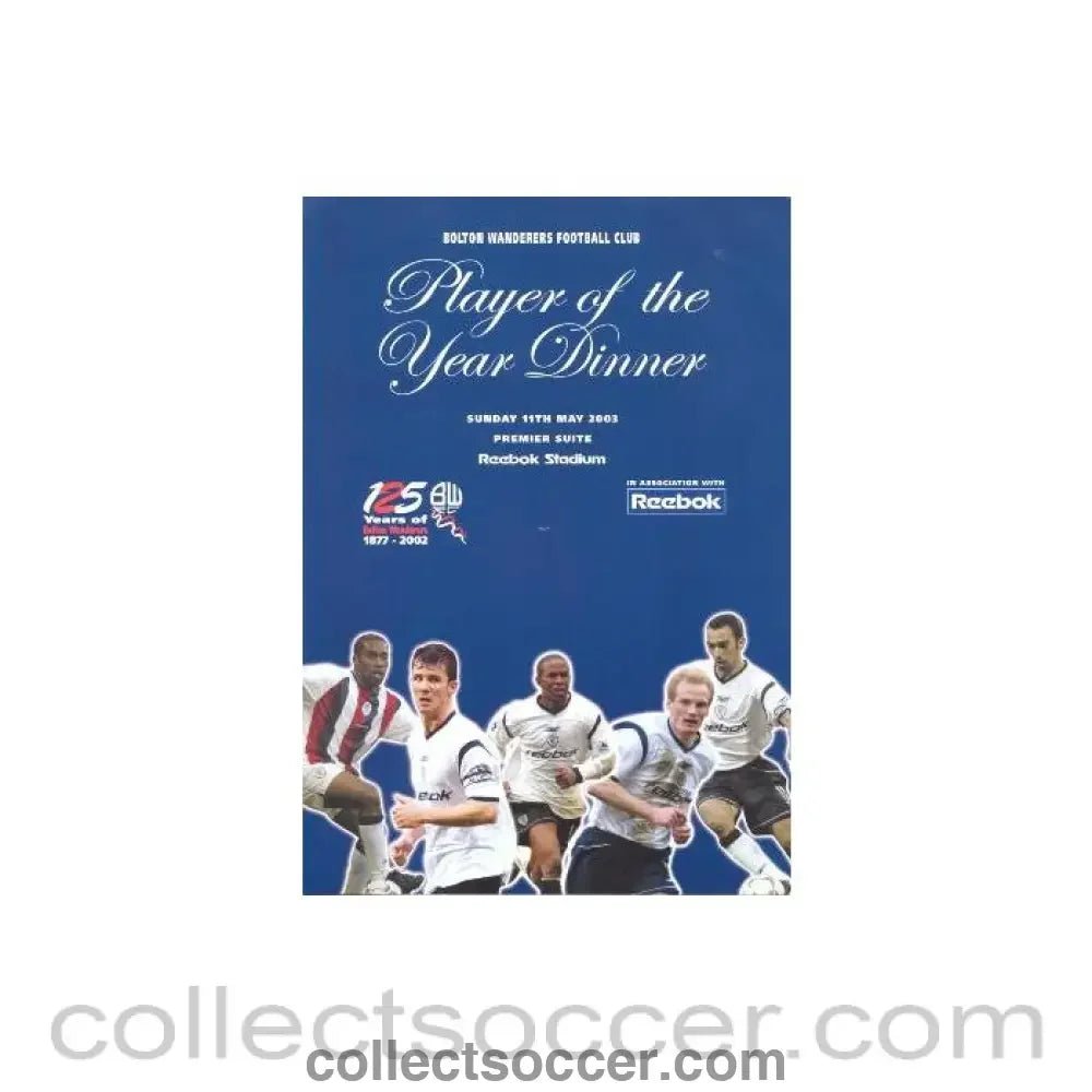 2003 - Bolton Wanderers FC Player of the Year Dinner booking form 11/05/2003 - Collect Soccer