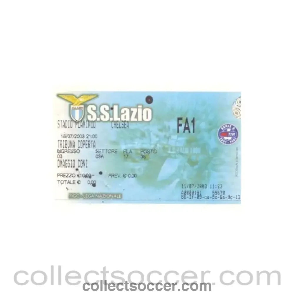 2003 - Lazio v Chelsea Used Ticket 18/07/2003