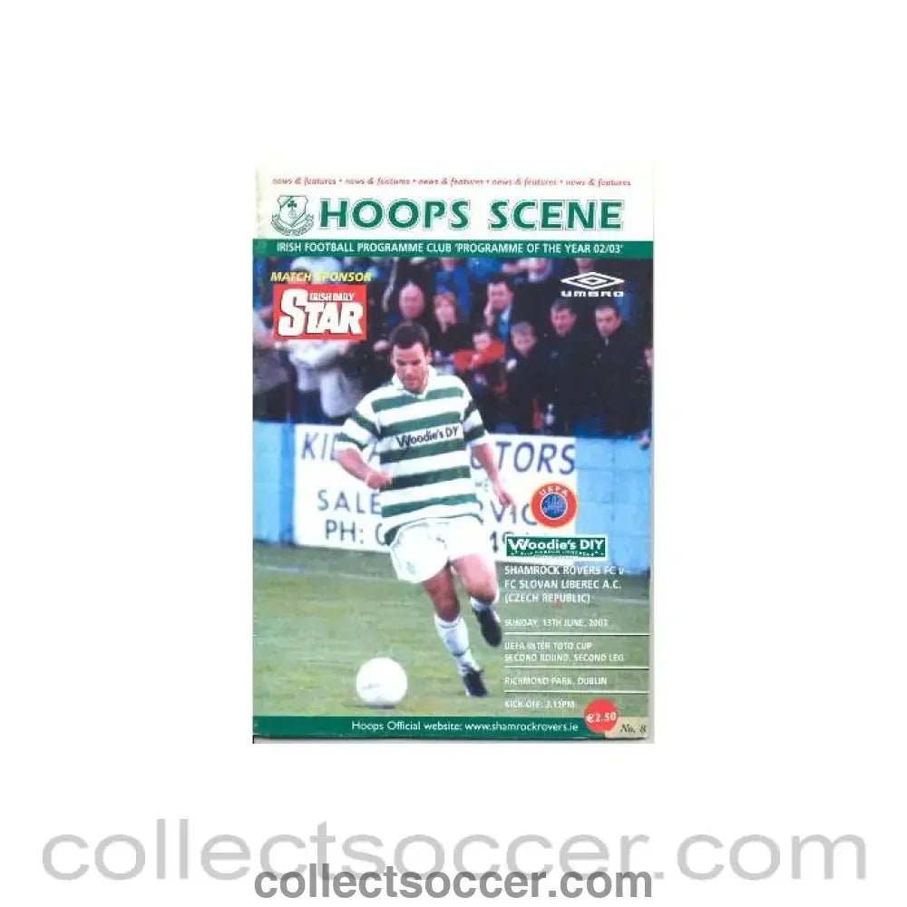 2003 - Shamrock Rovers v Slovan Liberec, Czech Republic official programme 13/06/2003, - Collect Soccer