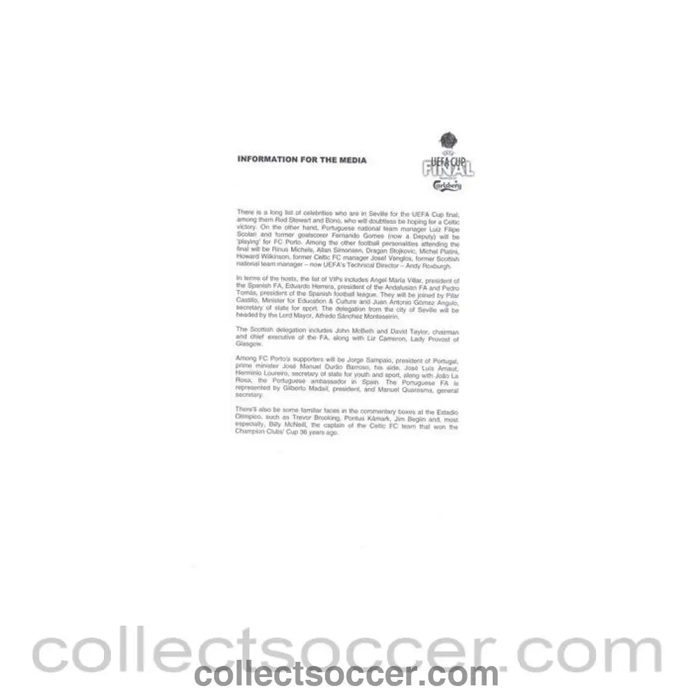 2003 UEFA Cup Final Information for the Media - Collect Soccer