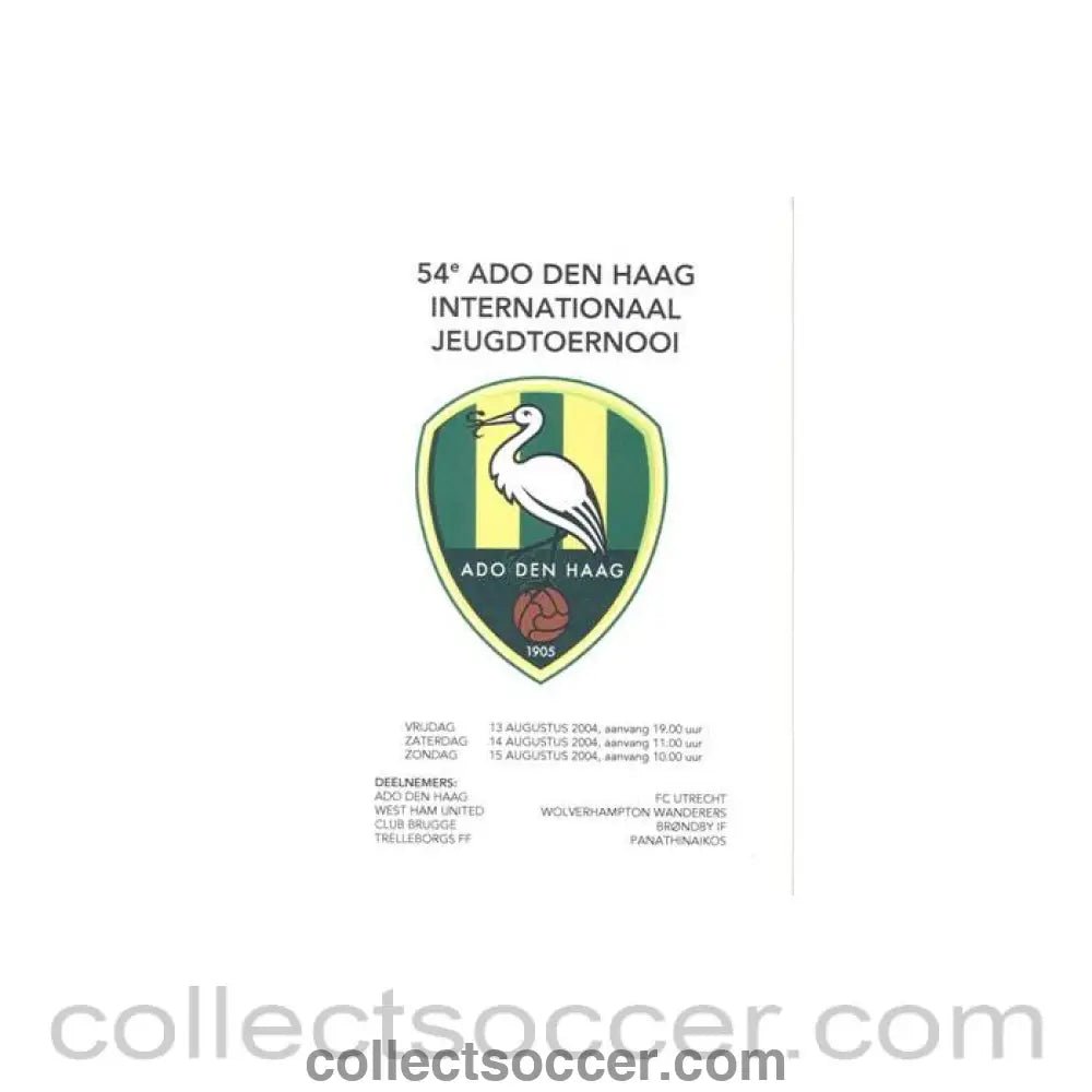 2004 - ADO Den Haag Youth Tournament August 2004 official programme - Collect Soccer