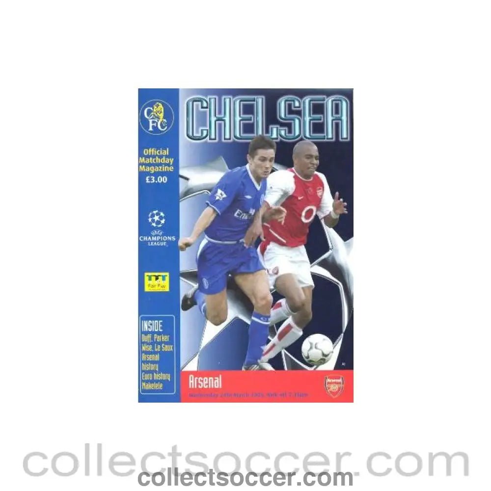 2004 - Chelsea v Arsenal official programme 24/03/2004 Champions League - Collect Soccer